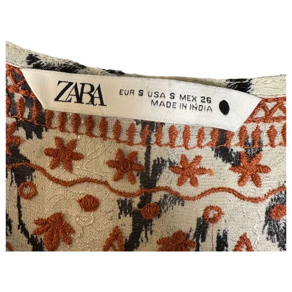 Zara Semi Sheer Embroidered Midi Dress Kaftan Size Small - Picture 9 of 9
